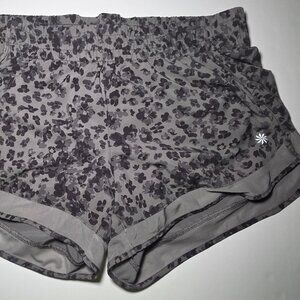 Athleta Womens Gray Camouflage Mesh Racer Run Athlethic Shorts Size Medium